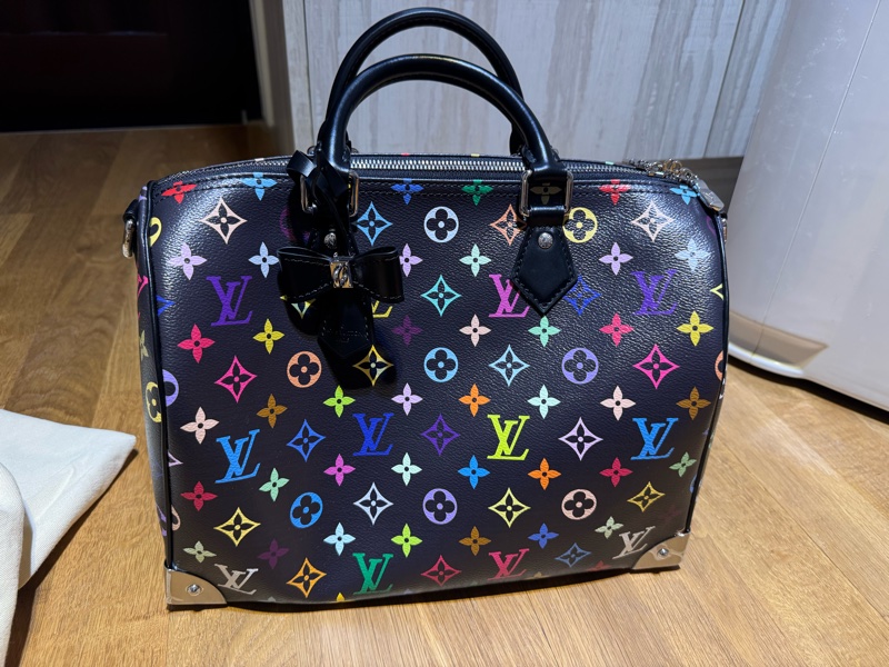 Lv 村上隆聯名tm speedy30 黑三彩 全新-1