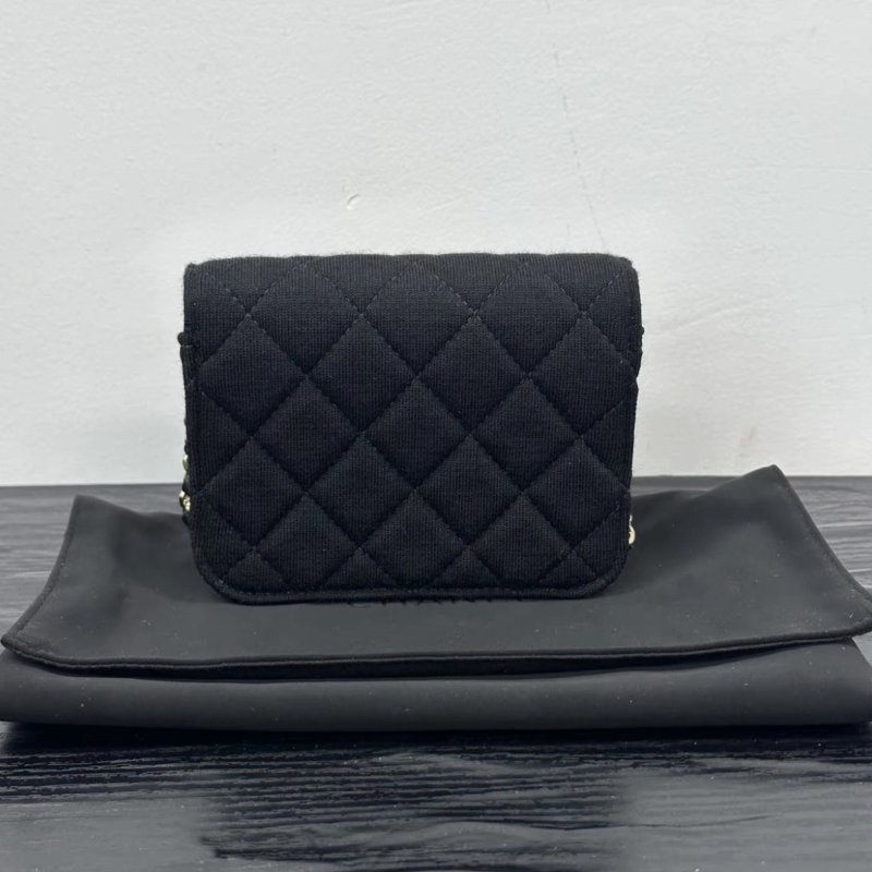 CHANEL 黑金毛呢mini woc肩背斜背包 12*9.5*3 全新閒置配件盒子塵袋吊牌-5