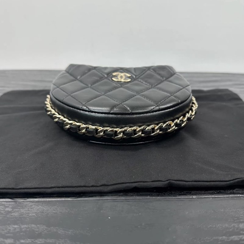 CHANEL 23c呼啦圈黑金菱格紋手提包 16*16*5.5 全新配件:盒子塵袋-3