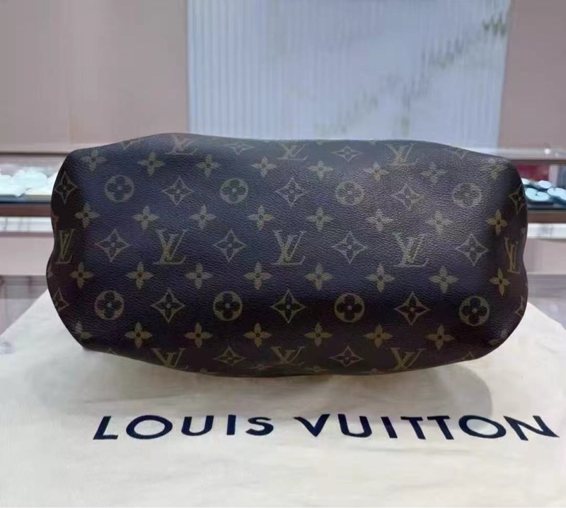 LV 經典老花金扣手提餃子包30*22*11 98新配件鑰匙鎖 塵袋-5