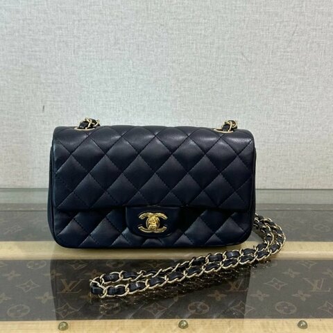 CHANEL 藍金CF大mini肩背斜背包 20*12*6 98新配件塵袋
