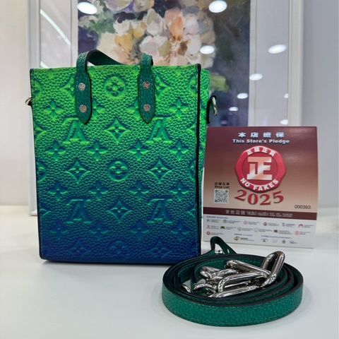 Louis Vuitton 致敬Virgil Logo壓花漸變霓虹螢光色斜挎包