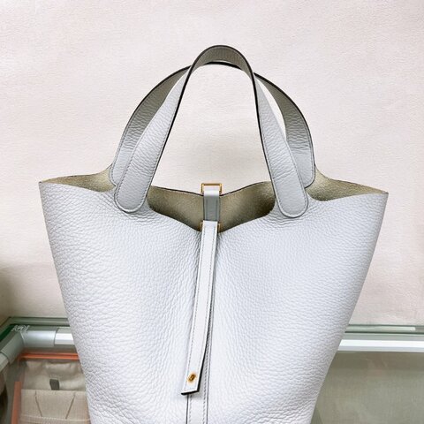 Hermes picotin 22 聖杯藍金釦菜籃子 B刻