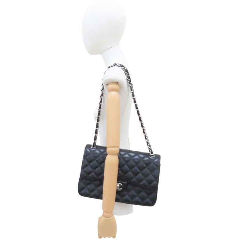 黑色 羊皮 COCO 30 鍊帶 肩背包 銀扣 A58600-8