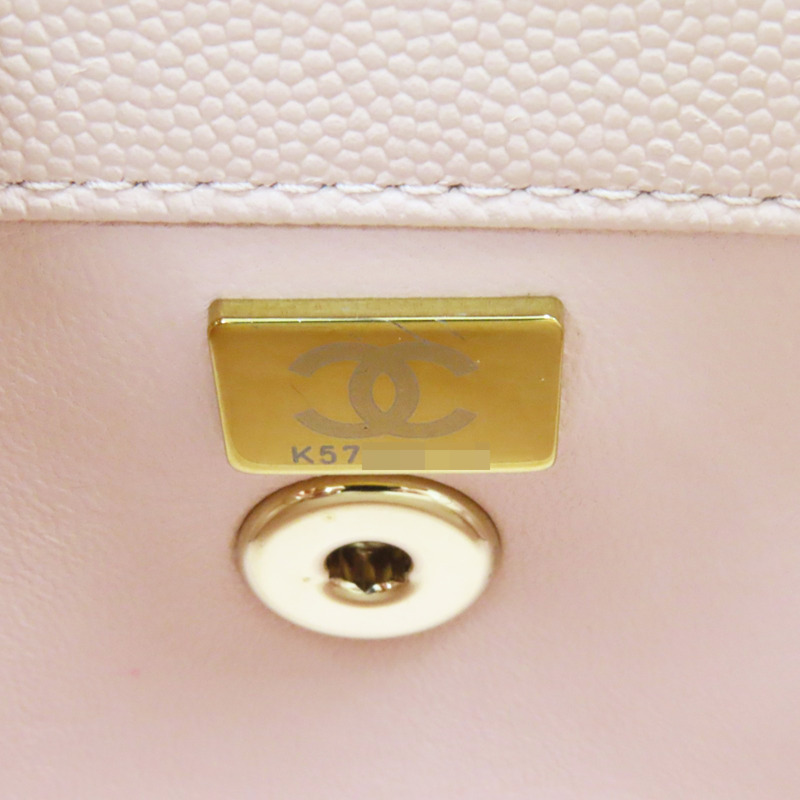 粉色 牛皮 菱格紋 荔枝紋 Coco Handle 24 两用包 金扣 A92990-7