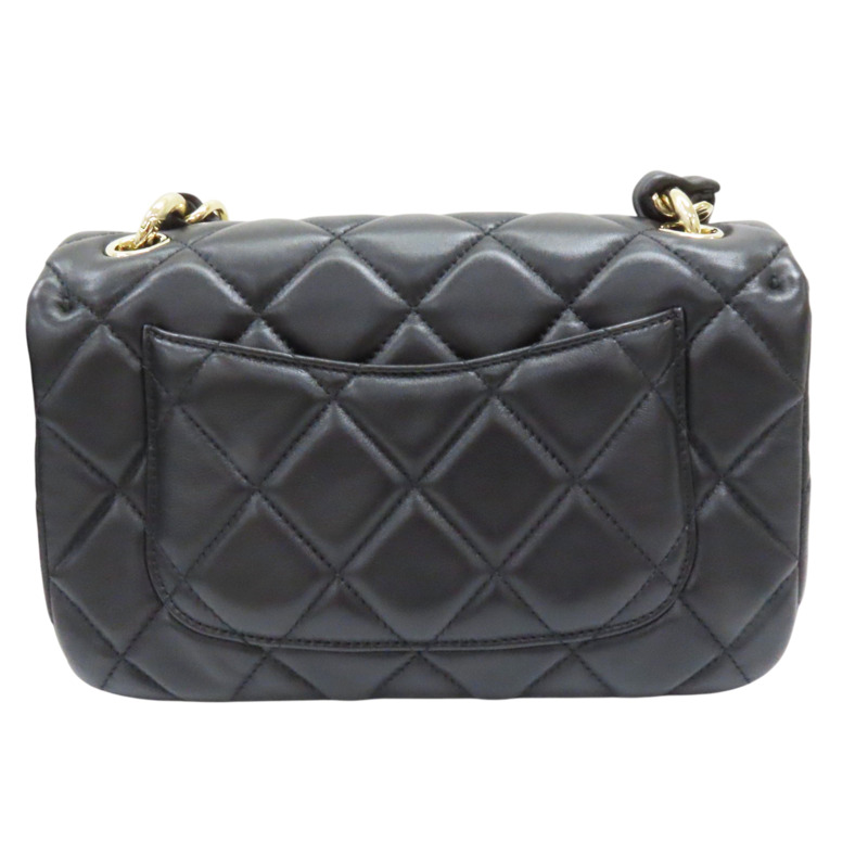 黑色 羊皮 鍊帶 肩背包 金扣-1