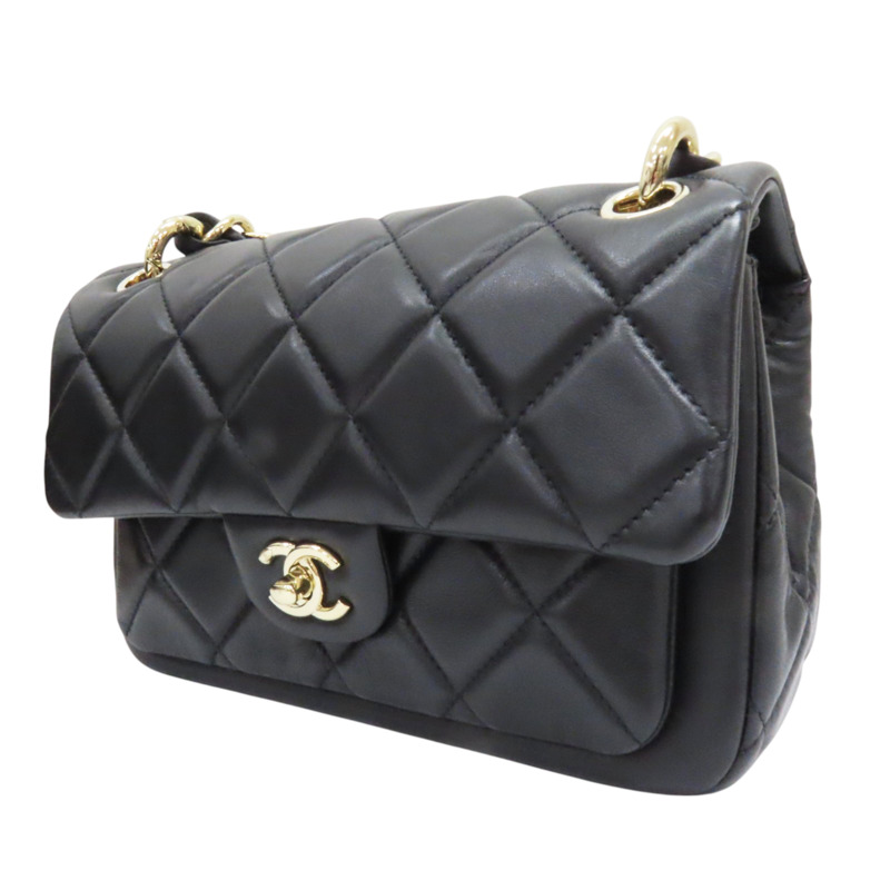 黑色 羊皮 鍊帶 肩背包 金扣-2