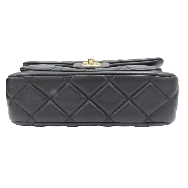 黑色 羊皮 鍊帶 肩背包 金扣-3