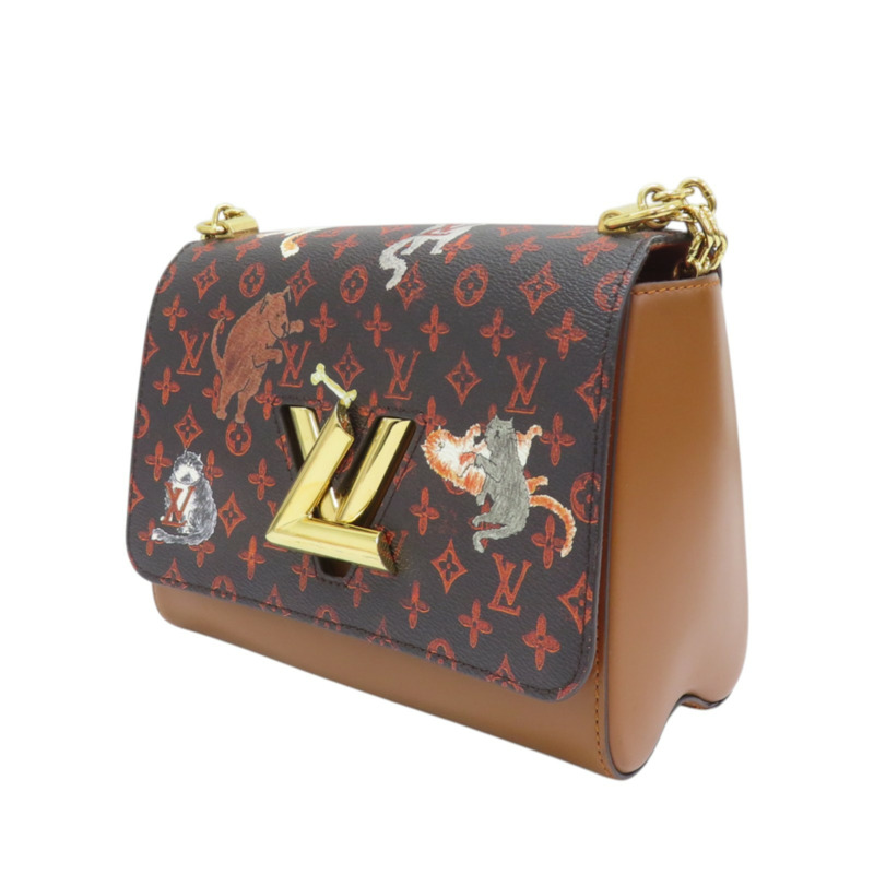 棕色 原花 牛皮 Catogram Twist 肩背包【LOUIS VUITTON LV 路易威登】 M44408-2