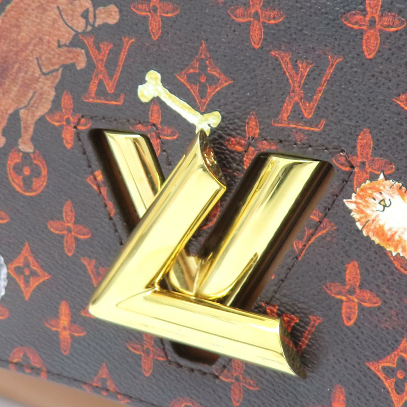 棕色 原花 牛皮 Catogram Twist 肩背包【LOUIS VUITTON LV 路易威登】 M44408-11