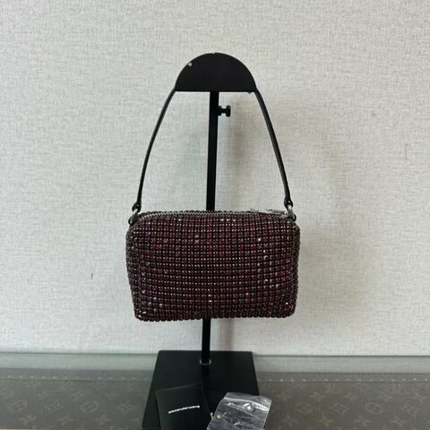✨Alexander Wang 紅色水鑽手提包16*11*6 98新配件:配用水鑽