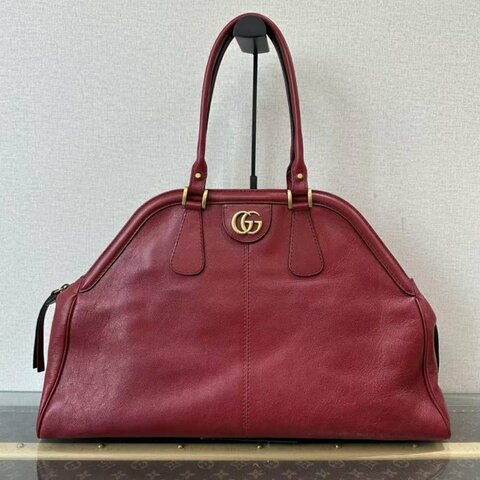 GUCCI 紅金虎頭雙面手提腋下包 51*34*10 98新配件塵袋