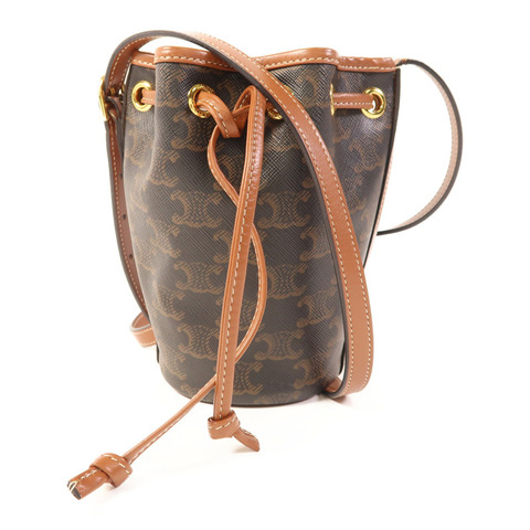 CELINE 塗層帆布Triomphe Bucket Bag金扣肩背袋