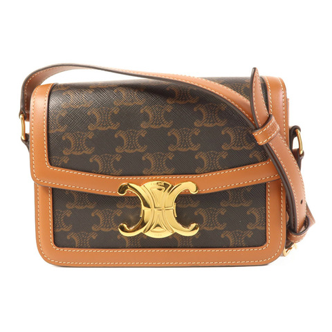 CELINE 塗層帆布Teen Troimphe金扣肩背袋