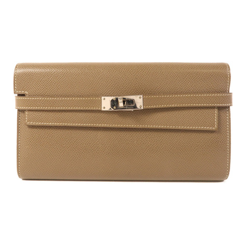HERMES Epsom皮革Kelly Long Wallet銀扣長錢包
