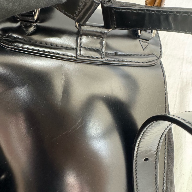 Gucci 竹節尼龍黑色小後背包-19