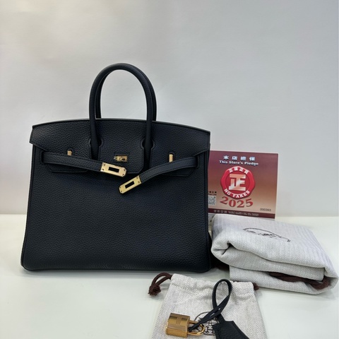 Hermes 愛馬仕Birkin25 黑金 togo皮 C刻 99新近閒置 購證遺失