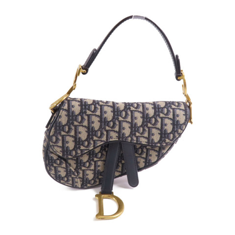 Dior 帆布Mini Saddle金扣手挽袋