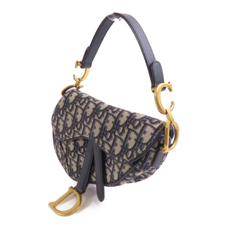 Dior 帆布Mini Saddle金扣手挽袋-2