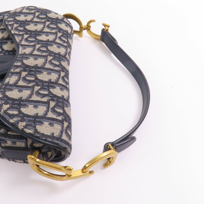 Dior 帆布Mini Saddle金扣手挽袋-4