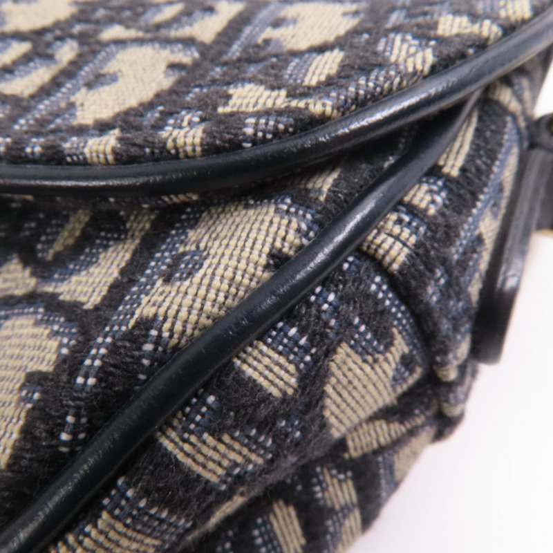 Dior 帆布Mini Saddle金扣手挽袋-6