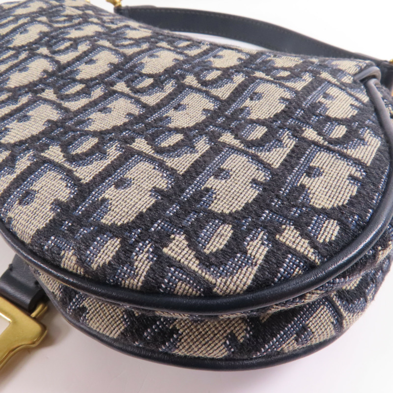 Dior 帆布Mini Saddle金扣手挽袋-7