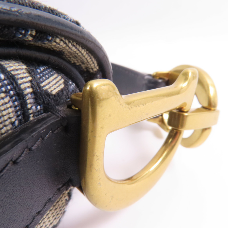 Dior 帆布Mini Saddle金扣手挽袋-9