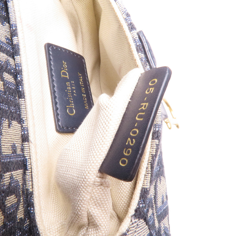 Dior 帆布Mini Saddle金扣手挽袋-13