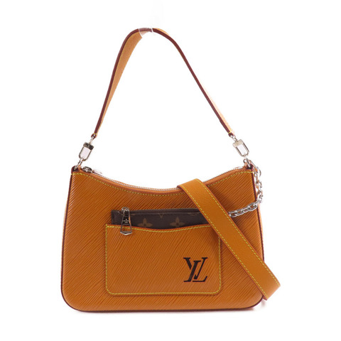 LOUIS VUITTON Epi Marelle銀扣手挽肩背兩用袋棕色
