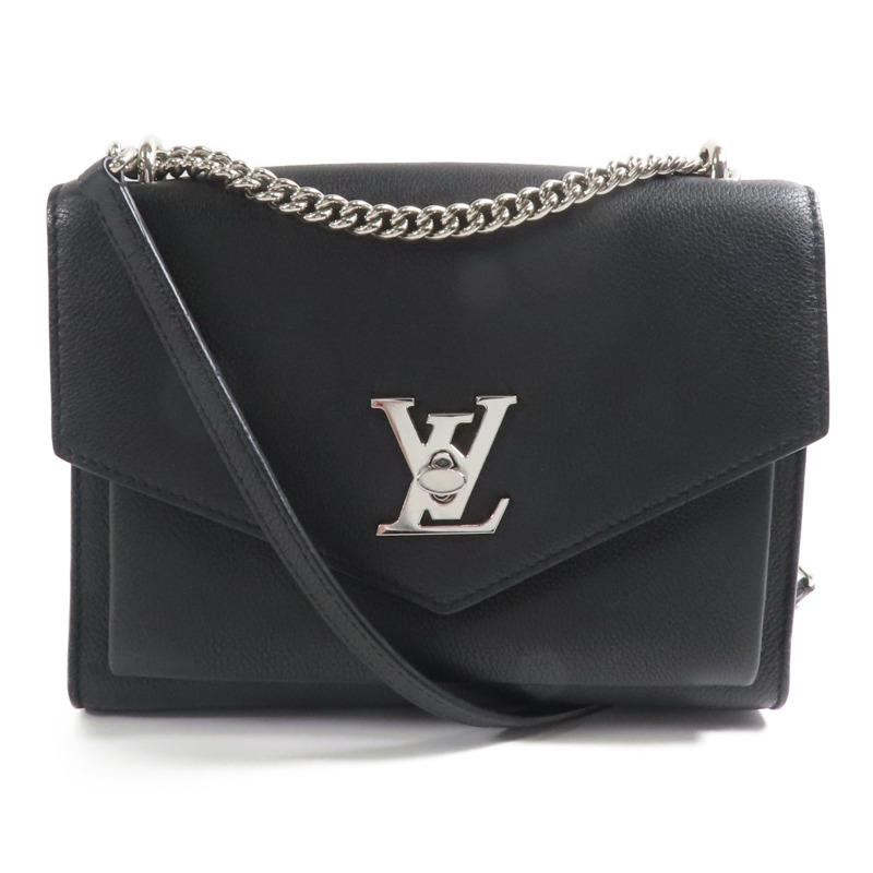 LOUIS VUITTON 牛皮皮革Mylockme Chain Bag銀扣鏈帶肩背袋-0