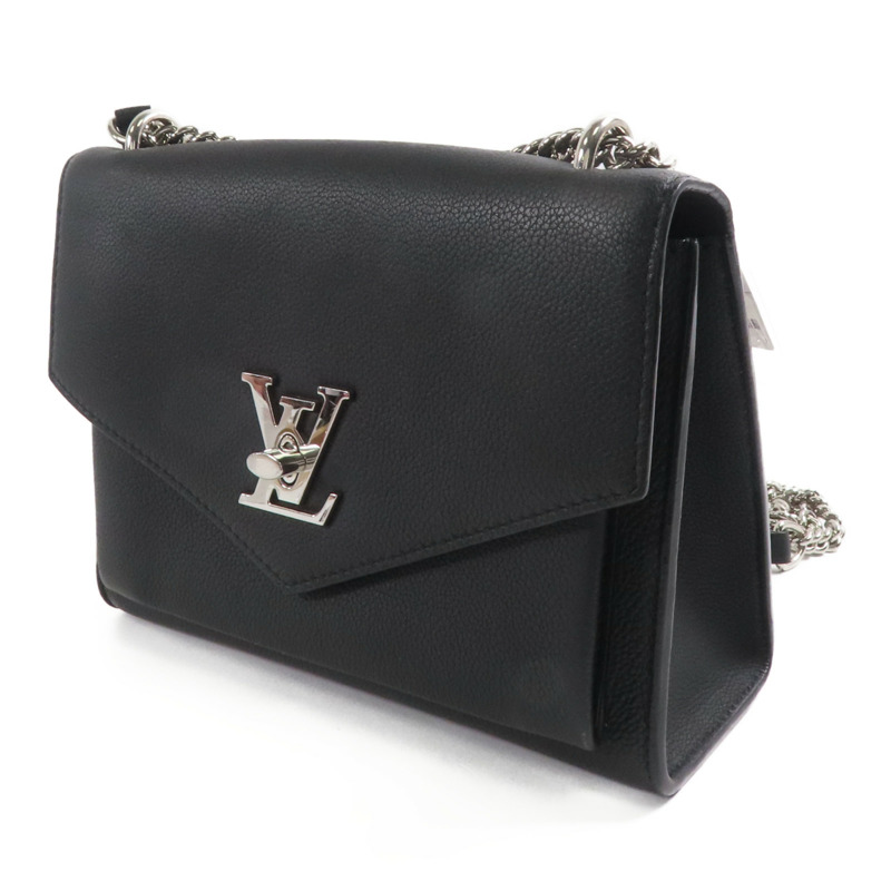 LOUIS VUITTON 牛皮皮革Mylockme Chain Bag銀扣鏈帶肩背袋-2