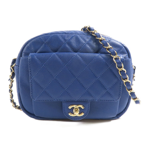CHANEL 牛皮皮革CC Day Camera Case金扣鏈帶肩背袋