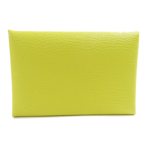 HERMES Chevre皮革Calvi卡片套Lime