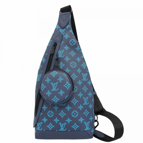 路易威登斜背包 Monogram Shadow Duo Sling M46562 藍色男款 P960850
