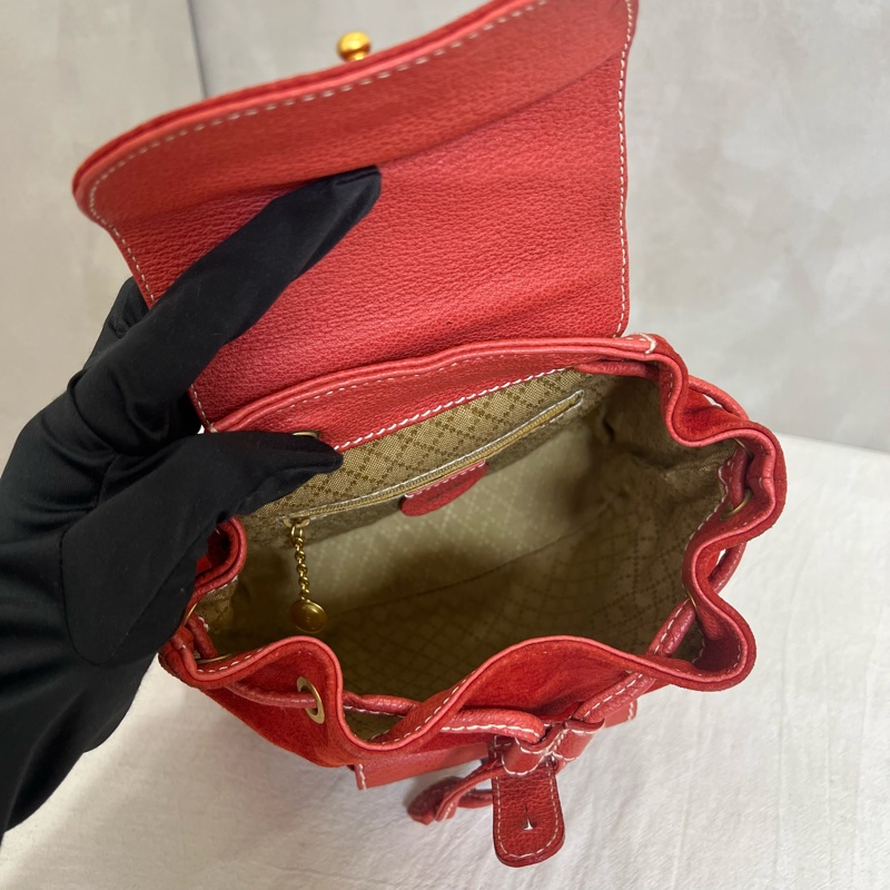 Gucci 竹子絨面紅後背包-6