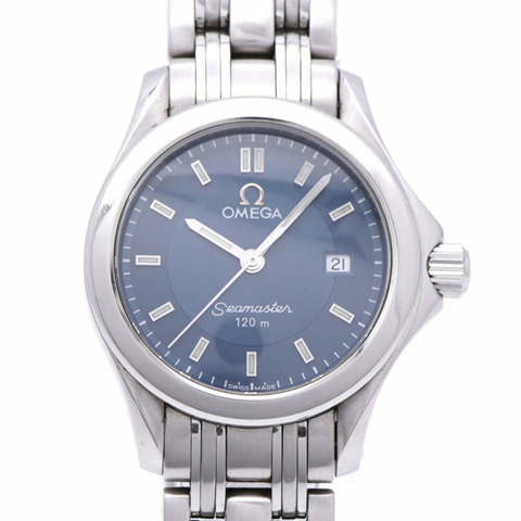 歐米茄海馬系列 120 公尺 2581.82 石英腕錶不鏽鋼藍色錶盤 0960OMEGA 女士腕錶