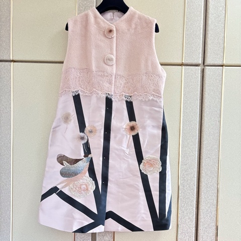 57）全新Shiatzy Chen夏姿正品粉紫色拼接設計背心洋裝 42號 原價45800