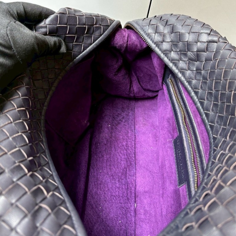 BV 紫黑皮革編織波士頓包-18