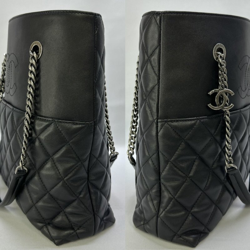 CHANEL 雙C菱格小羊皮托特包-2