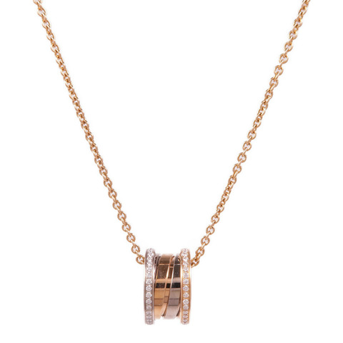 BVLGARI 18K白金/玫瑰金B-zero 1 Diamond Necklace項鍊
