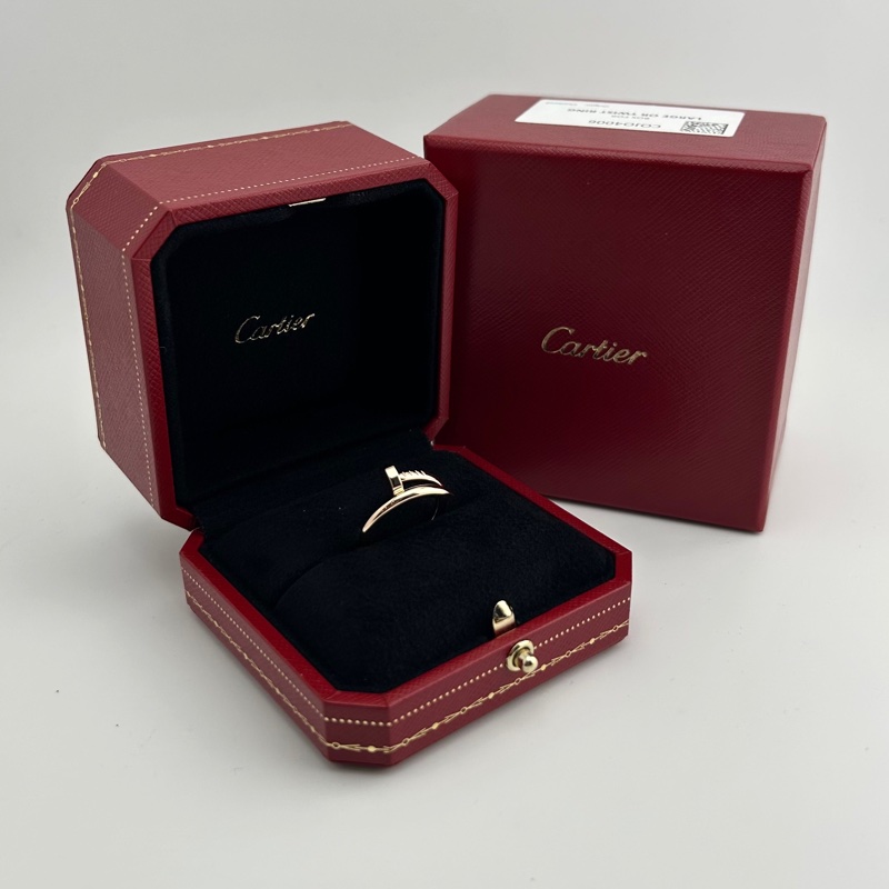 Cartier/卡地亞 玫瑰金寬版釘子戒指港碼12-0