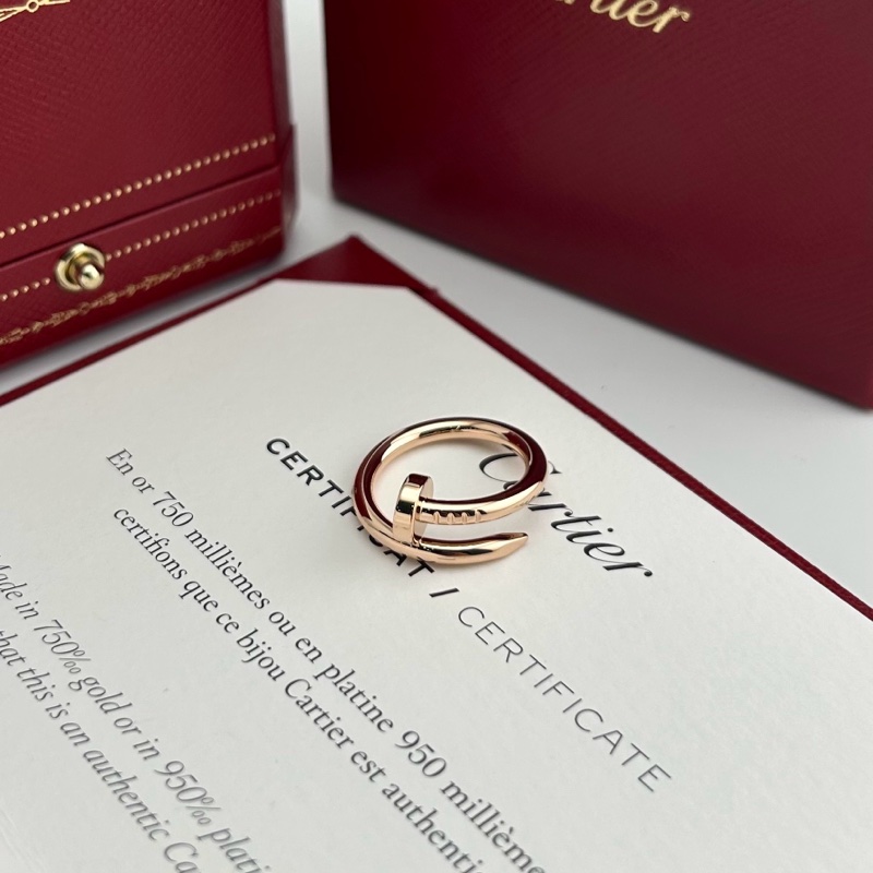 Cartier/卡地亞 玫瑰金寬版釘子戒指港碼12-2