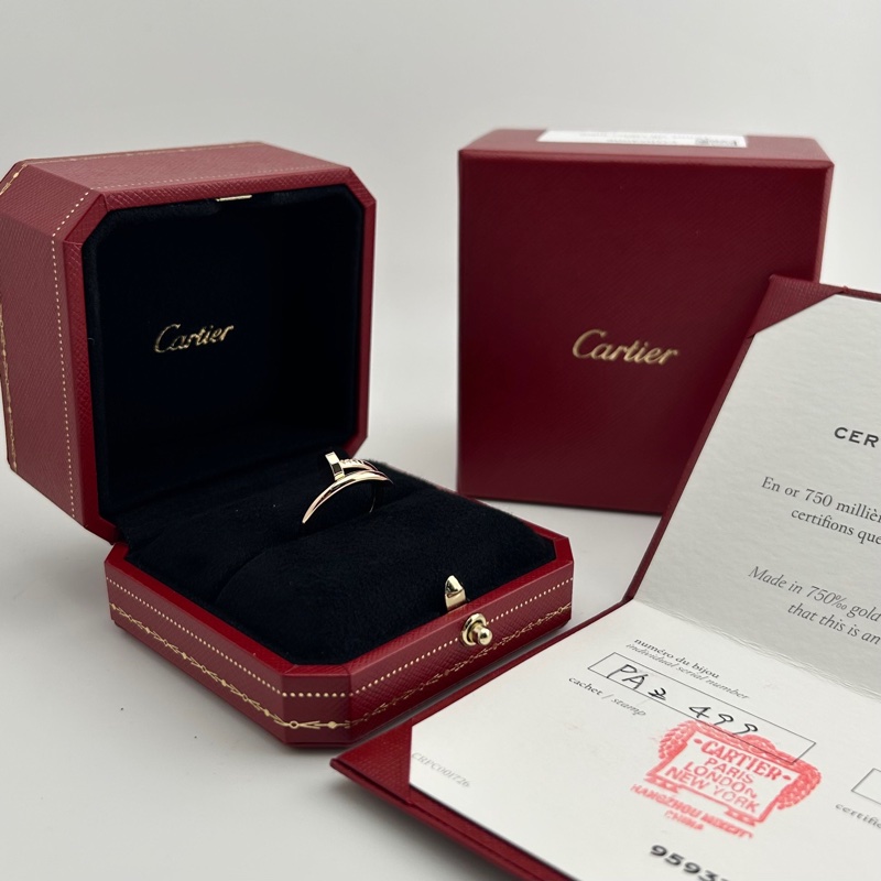 Cartier/卡地亞 玫瑰金寬版釘子戒指港碼12-4
