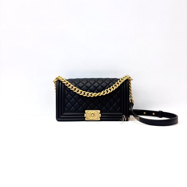 CHANEL包包 黑小牛皮金釦BOY25  A67086-0