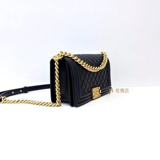 CHANEL包包 黑小牛皮金釦BOY25  A67086-1