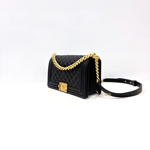 CHANEL包包 黑小牛皮金釦BOY25  A67086-2