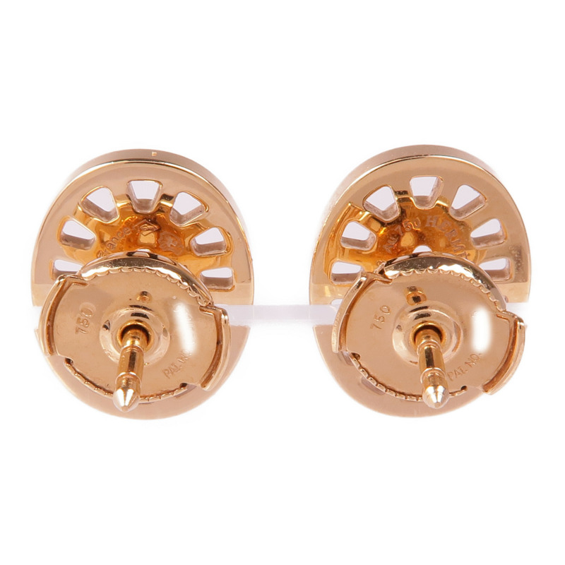 HERMES 18K玫瑰金Chain D'ance Earrings鑽石耳環-2