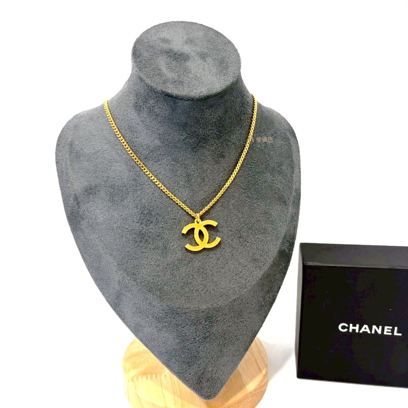 CHANEL項鍊半熔岩/半黑色琺瑯雙C金釦項鍊 ABC480-0