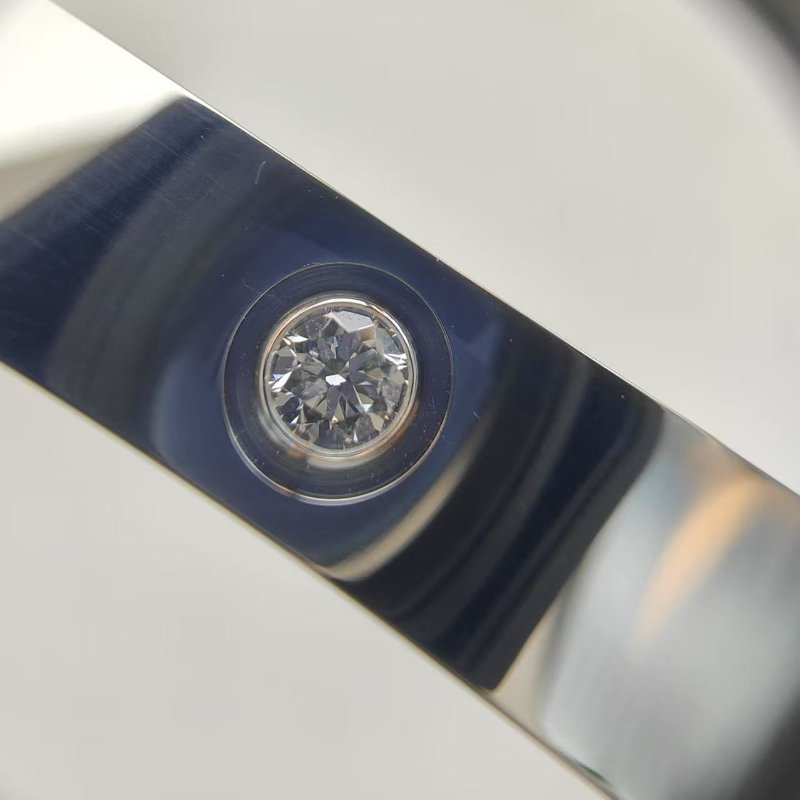 Cartier 卡地亞 love 18K白金 寬版4鑽石手環 Size 17 Bracelet-4