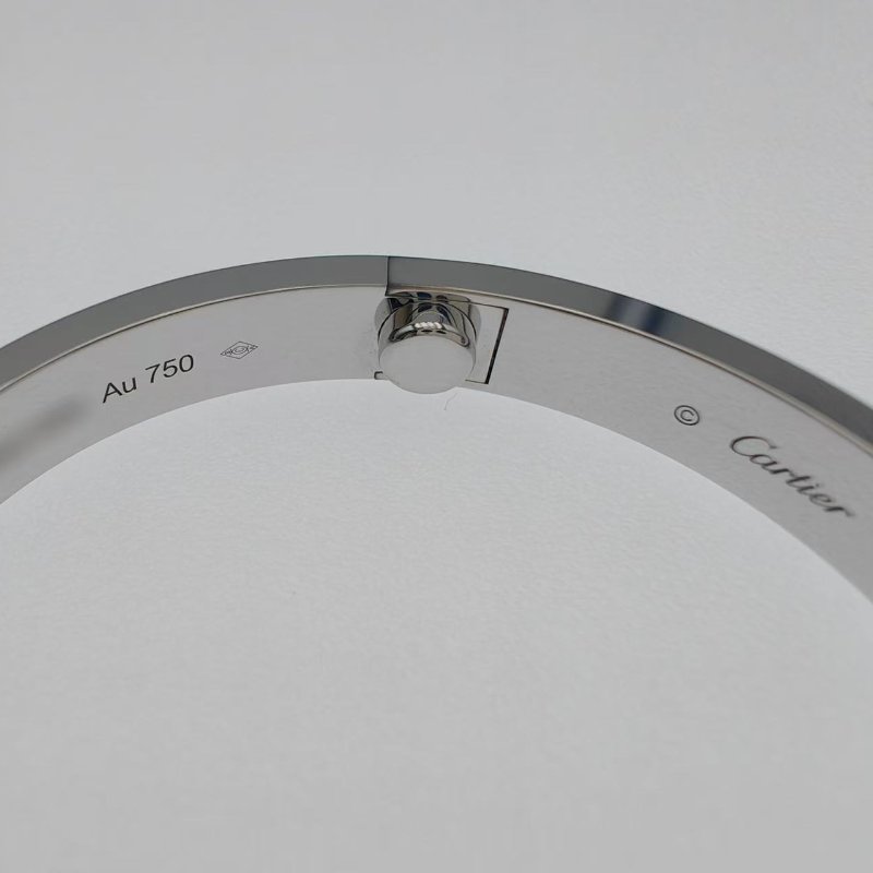 Cartier 卡地亞 love 18K白金 寬版4鑽石手環 Size 17 Bracelet-7